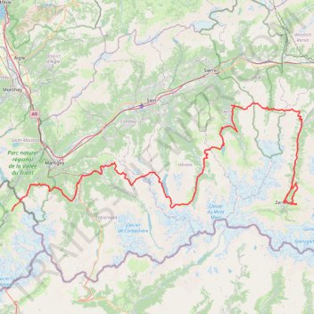 Itinéraire Haute Route Chamonix - Zermatt (1ère partie), distance, dénivelé, altitude, carte, profil, trace GPS