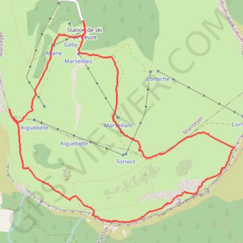 Itinéraire Ceüze en raquettes, distance, dénivelé, altitude, carte, profil, trace GPS
