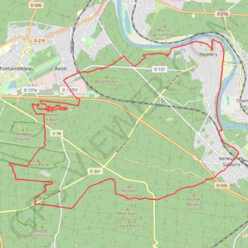Itinéraire Rando fontainebleau, distance, dénivelé, altitude, carte, profil, trace GPS