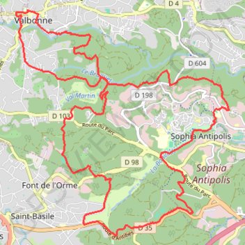 Itinéraire De Valbonne à Valmasque, distance, dénivelé, altitude, carte, profil, trace GPS