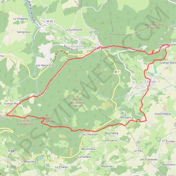 Itinéraire Le Crêt de Quatregrain, distance, dénivelé, altitude, carte, profil, trace GPS