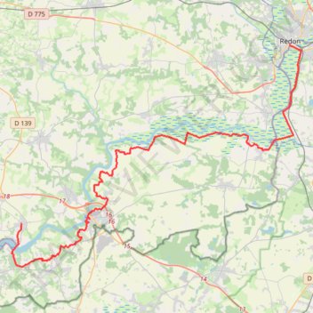 Itinéraire Redon / Arzal, distance, dénivelé, altitude, carte, profil, trace GPS