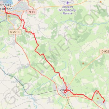 Itinéraire Le chemin aux Anglais - Variante de Montebourg vers Cherbourg, distance, dénivelé, altitude, carte, profil, trace GPS