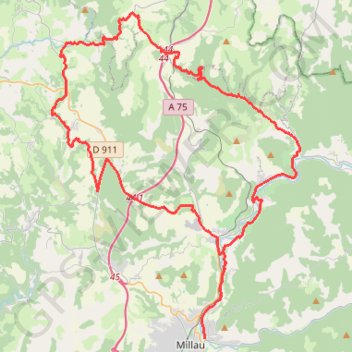 Itinéraire Des Gorges du Tarn aux Monts du Lévezou - Millau, distance, dénivelé, altitude, carte, profil, trace GPS