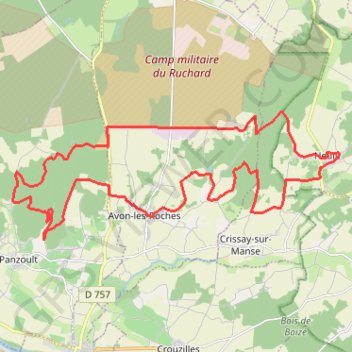 Itinéraire Neuil - Les Roches Tranchelion - Avon-les-Roches, distance, dénivelé, altitude, carte, profil, trace GPS