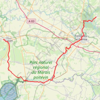 Itinéraire TourVendee2_Luçon-Mervent, distance, dénivelé, altitude, carte, profil, trace GPS