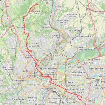 Itinéraire De Bron à Poleymieux-au-Mont-d'Or, distance, dénivelé, altitude, carte, profil, trace GPS