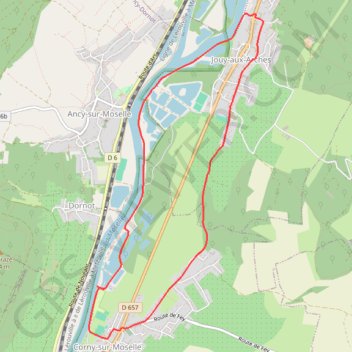 Itinéraire Corny Jouy, distance, dénivelé, altitude, carte, profil, trace GPS