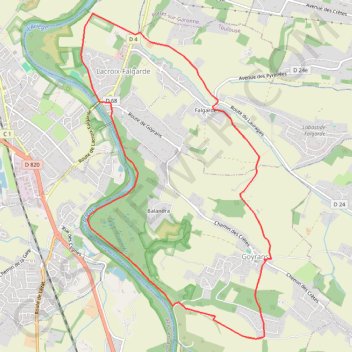Itinéraire Lacroix-Falgarde - Goyrans, distance, dénivelé, altitude, carte, profil, trace GPS