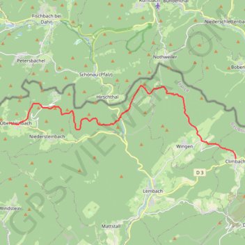 Itinéraire GR 53 Climbach - Obersteinbach, distance, dénivelé, altitude, carte, profil, trace GPS
