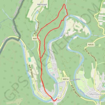 Itinéraire VRESSE sur semois-BOHAN-La réserve naturelle, distance, dénivelé, altitude, carte, profil, trace GPS
