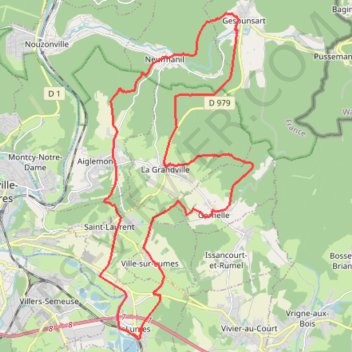 Itinéraire De Lumes à Gespon par les Balcons de Meuse, distance, dénivelé, altitude, carte, profil, trace GPS