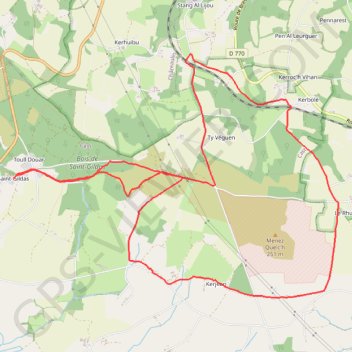 Itinéraire Ménez Quelc'h - Cast, distance, dénivelé, altitude, carte, profil, trace GPS