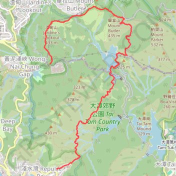 Itinéraire Parview - Mont Butler - Reservoirs - Repulse Bay, distance, dénivelé, altitude, carte, profil, trace GPS