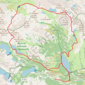 Itinéraire Boucle Néouvielle - Aragnouet, distance, dénivelé, altitude, carte, profil, trace GPS