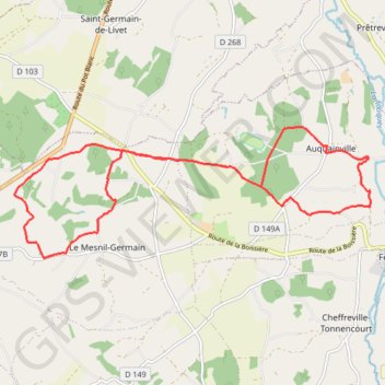 Itinéraire Autour d'Auquainville, distance, dénivelé, altitude, carte, profil, trace GPS