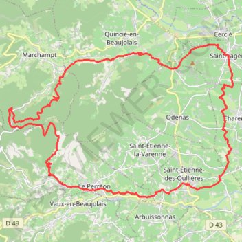 Itinéraire La Transbeaujolaise - Le Perréon, distance, dénivelé, altitude, carte, profil, trace GPS