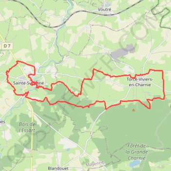 Itinéraire Sainte-Suzanne, distance, dénivelé, altitude, carte, profil, trace GPS