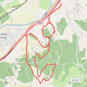 Itinéraire Saint-Astier La Mouline - Saint-Léon Angunand, distance, dénivelé, altitude, carte, profil, trace GPS