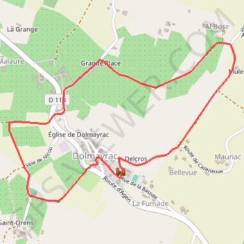 Itinéraire Dolmayrac / Saint-Orens, les pruniers de la vallée du Lot - Pays de la vallée du Lot, distance, dénivelé, altitude, carte, profil, trace GPS