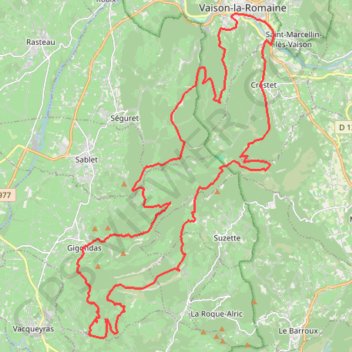 Itinéraire 15. Tout en Dentelles, distance, dénivelé, altitude, carte, profil, trace GPS