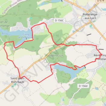 Itinéraire Boucle au départ du parking de l'église de Rémering les Puttelange, distance, dénivelé, altitude, carte, profil, trace GPS