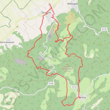 Itinéraire Dourgne Arfons, distance, dénivelé, altitude, carte, profil, trace GPS