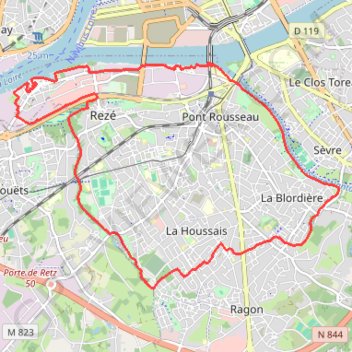 Itinéraire Rezé-Nantes, distance, dénivelé, altitude, carte, profil, trace GPS