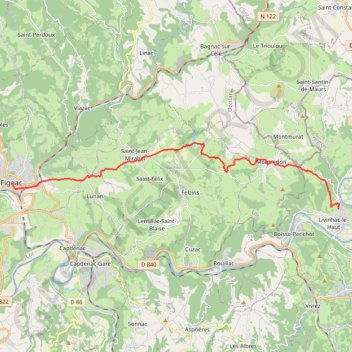 Itinéraire Livinhac - Figeac, distance, dénivelé, altitude, carte, profil, trace GPS