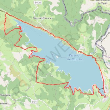 Itinéraire Lac de Naussac, distance, dénivelé, altitude, carte, profil, trace GPS