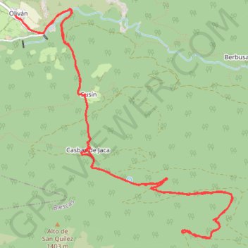 Itinéraire Oliván-Cresta de Oturia, distance, dénivelé, altitude, carte, profil, trace GPS
