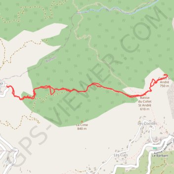 Itinéraire Collet Saint André, distance, dénivelé, altitude, carte, profil, trace GPS