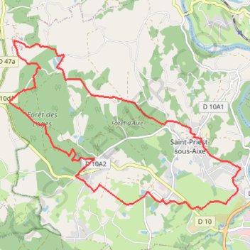 Itinéraire Balade en forêt d'Aixe - les loges, distance, dénivelé, altitude, carte, profil, trace GPS