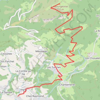 Itinéraire Samoëns, La Bourgeoise par Mouchallaz, distance, dénivelé, altitude, carte, profil, trace GPS