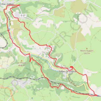 Itinéraire Autour du Créneau - Marcillac Vallon, distance, dénivelé, altitude, carte, profil, trace GPS