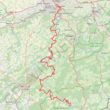 Itinéraire GR 057 : Vallée de l'Ourthe, distance, dénivelé, altitude, carte, profil, trace GPS