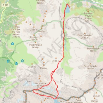Itinéraire Astazou - couloir Oublié, distance, dénivelé, altitude, carte, profil, trace GPS