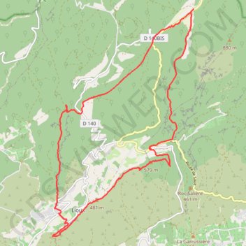 Itinéraire Combe et Falaise de Lioux, distance, dénivelé, altitude, carte, profil, trace GPS