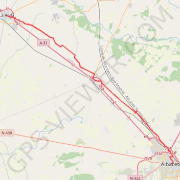 Itinéraire SE08-Albacete-LaRroda, distance, dénivelé, altitude, carte, profil, trace GPS