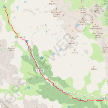 Itinéraire Refuge des Drayères, distance, dénivelé, altitude, carte, profil, trace GPS