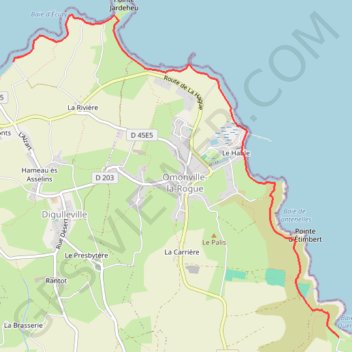 Itinéraire Anse Saint-Martin - Baie de Quervière, distance, dénivelé, altitude, carte, profil, trace GPS