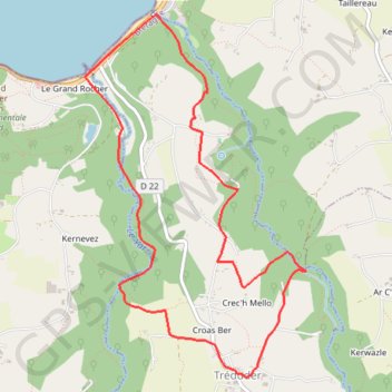 Itinéraire Autour de Tréduder, Bretagne, distance, dénivelé, altitude, carte, profil, trace GPS