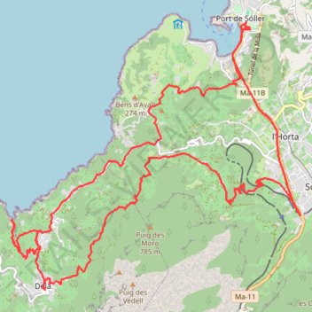 Itinéraire Port de Sóller, distance, dénivelé, altitude, carte, profil, trace GPS