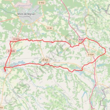 Itinéraire Hontanx, Saint Sever, Haut Mauco, Bascon, distance, dénivelé, altitude, carte, profil, trace GPS