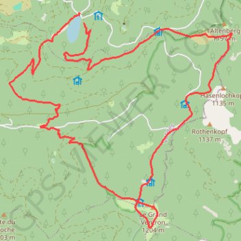 Itinéraire Col de la Vierge, Le Grand Ventron et Refuge du Mur des Gran..., distance, dénivelé, altitude, carte, profil, trace GPS