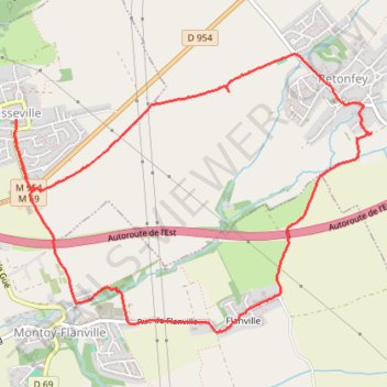 Itinéraire Noisseville, distance, dénivelé, altitude, carte, profil, trace GPS