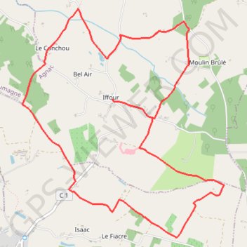 Itinéraire Iffour, randonnée en Guyenne - Agnac, distance, dénivelé, altitude, carte, profil, trace GPS