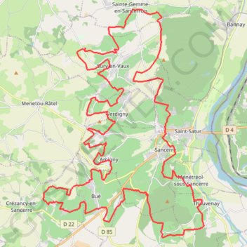 Itinéraire Circuit 13 LIntégrale Sancerroise - Sports Nature Grand Sancerrois, distance, dénivelé, altitude, carte, profil, trace GPS