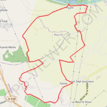 Itinéraire VINDELLE fontaine de Tonne, distance, dénivelé, altitude, carte, profil, trace GPS