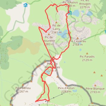 Itinéraire Boucle autours du Pic du Larry, distance, dénivelé, altitude, carte, profil, trace GPS